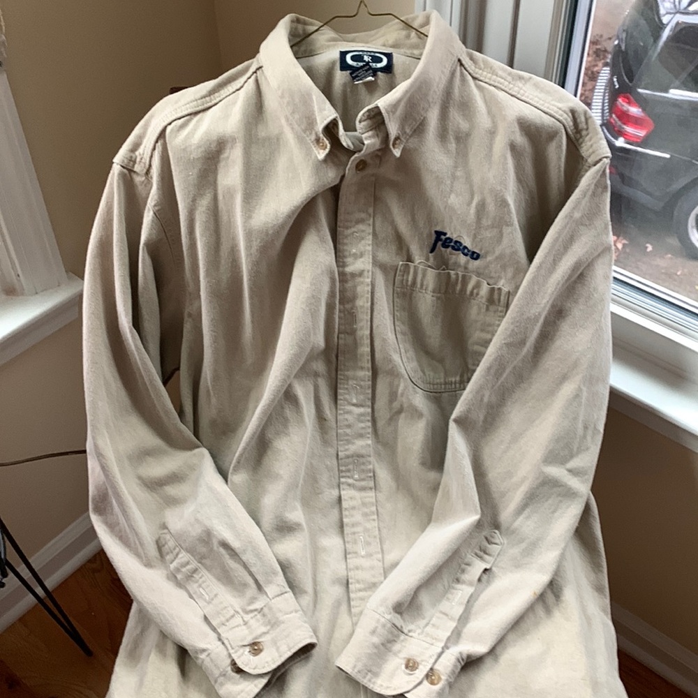 Men’s khaki denim long sleeve shirt